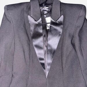 Zara Black Long Sleeve Dress with Satin Lapel